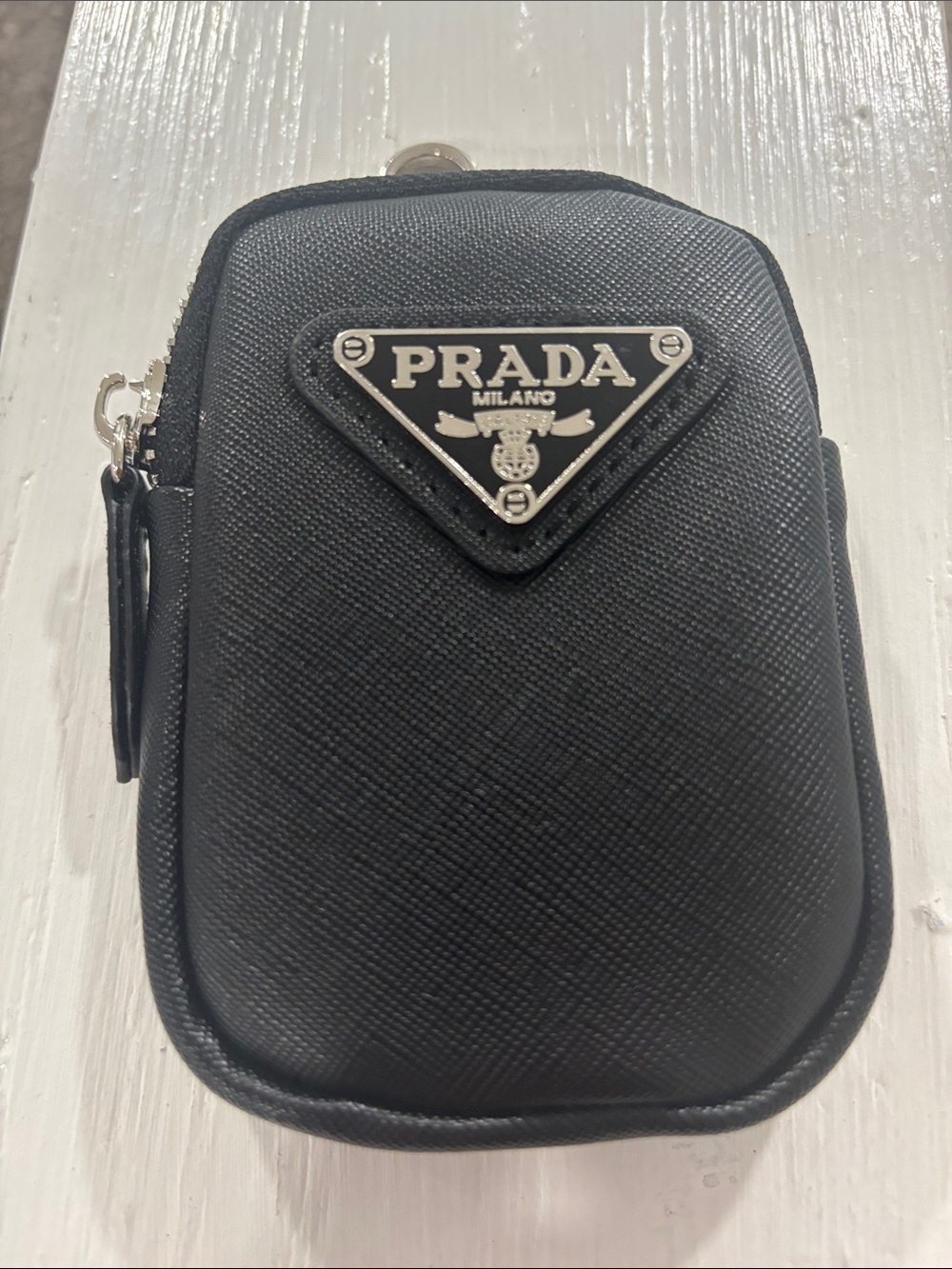 Prada Black Saffiano Leather Men’s Belt Bag Pouch
